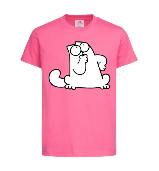 Детская футболка Simon cat thinking Ярко-розовый фото