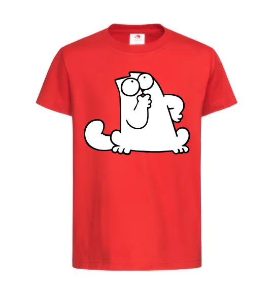 Детская футболка Simon cat thinking Красный фото