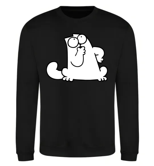 Свитшот Simon cat thinking Черный фото