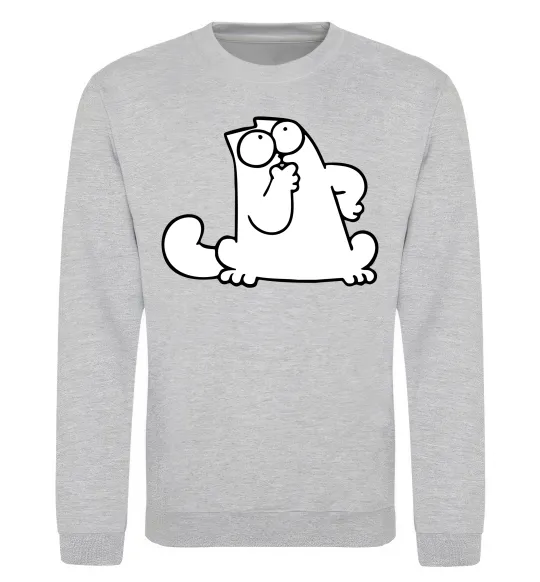 Свитшот Simon cat thinking Серый меланж фото