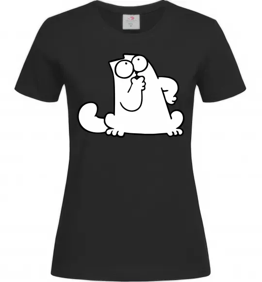 Женская футболка Simon cat thinking Черный фото