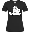 Женская футболка Simon cat thinking Черный фото