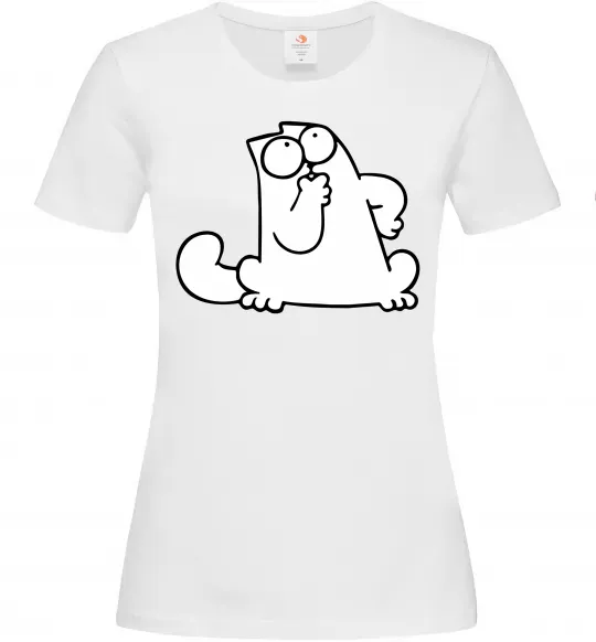 Женская футболка Simon cat thinking Белый фото
