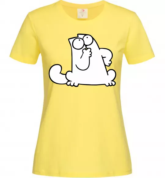 Женская футболка Simon cat thinking Лимонный фото