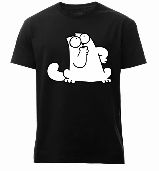 Мужская премиум футболка Simon cat thinking Черный фото