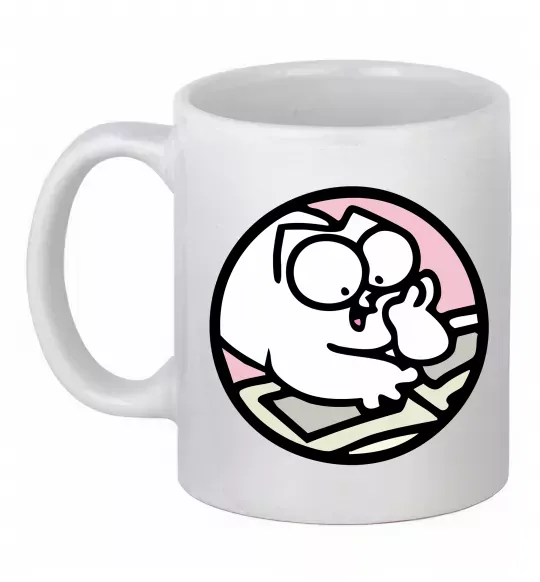 Чашка керамическая Кіт Саймон читає Белый фото