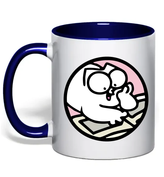 Чашка с цветной ручкой Кіт Саймон читає Глубокий темно-синий фото