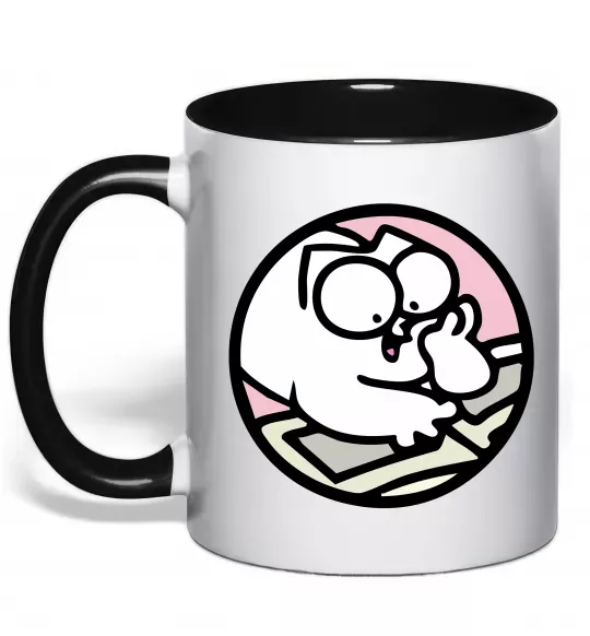 Чашка с цветной ручкой Кіт Саймон читає Черный фото