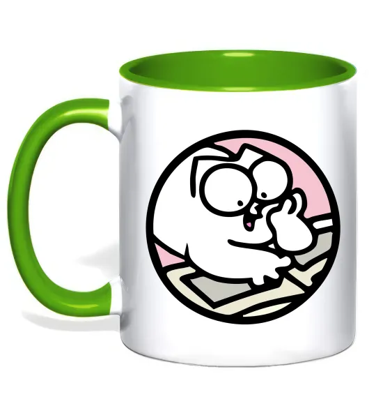 Чашка с цветной ручкой Кіт Саймон читає Лаймовый фото