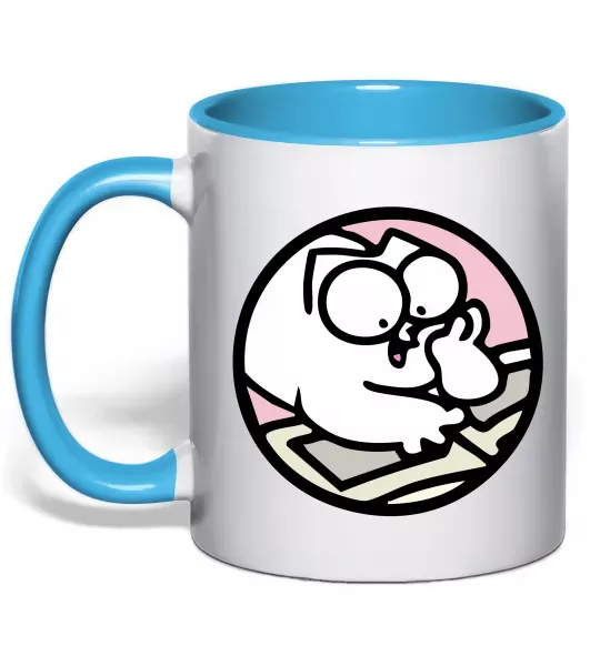 Чашка с цветной ручкой Кіт Саймон читає Голубой фото