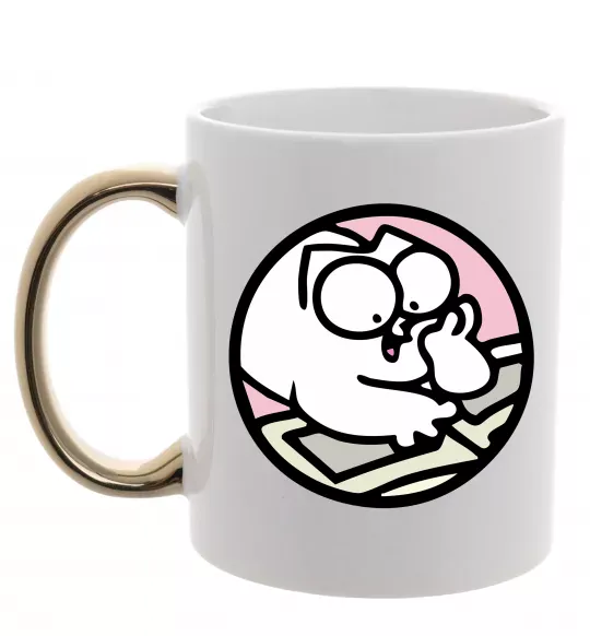 Чашка с цветной ручкой Кіт Саймон читає Золото фото