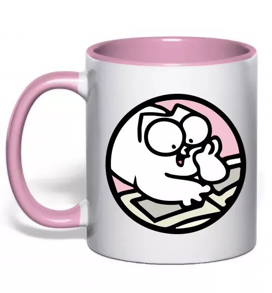 Чашка с цветной ручкой Кіт Саймон читає Нежно розовый фото