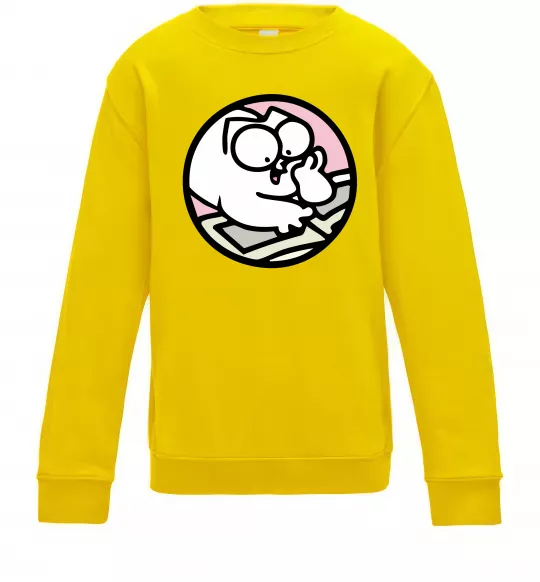 Дитячий світшот Кіт Саймон читає Сонячно жовтий фото