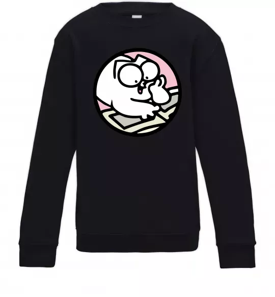 Дитячий світшот Кіт Саймон читає Чорний фото