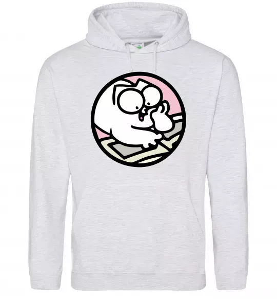 Мужская толстовка (худи) Кіт Саймон читає Серый меланж фото