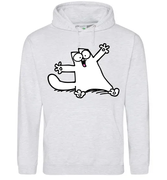 Мужская толстовка (худи) Саймон кіт Серый меланж фото