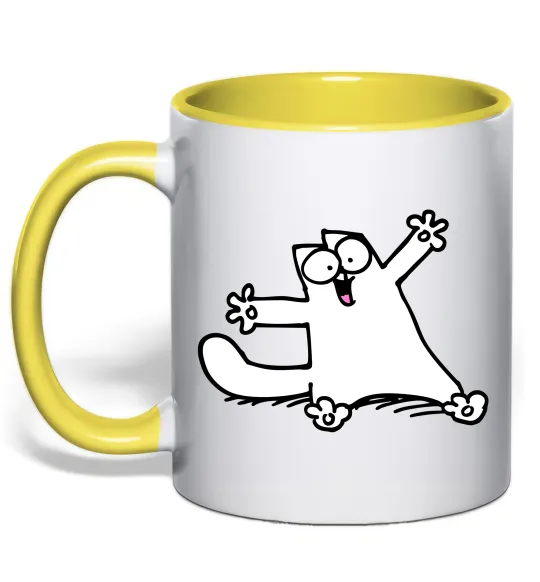 Чашка с цветной ручкой Саймон кіт Лимонный фото