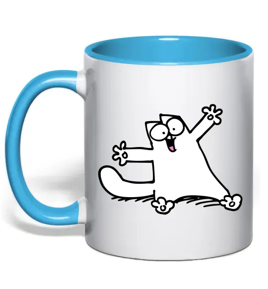 Чашка з кольоровою ручкою Саймон кіт Блакитний фото