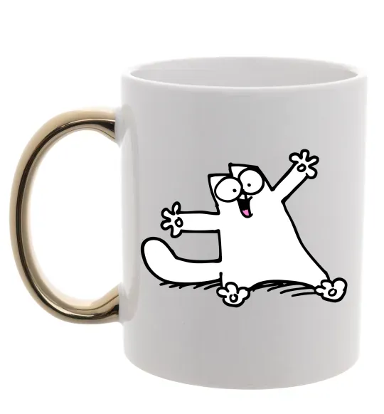 Чашка з кольоровою ручкою Саймон кіт Золото фото