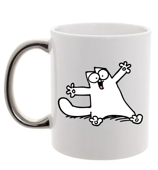 Чашка з кольоровою ручкою Саймон кіт Срібло фото