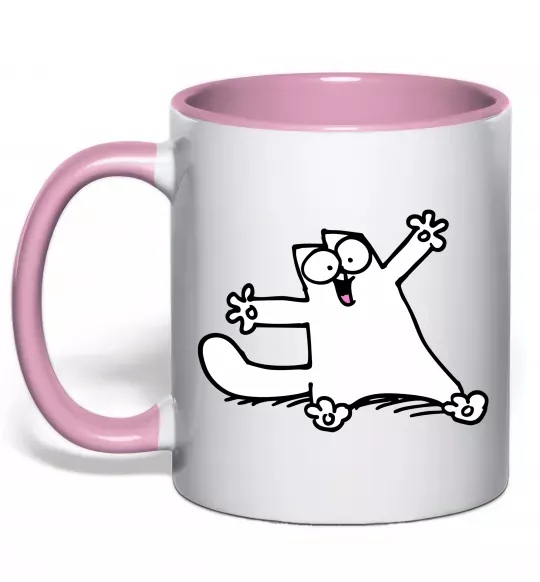 Чашка з кольоровою ручкою Саймон кіт Ніжно рожевий фото