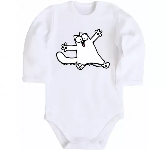 Дитячий бодік Саймон кіт Білий фото