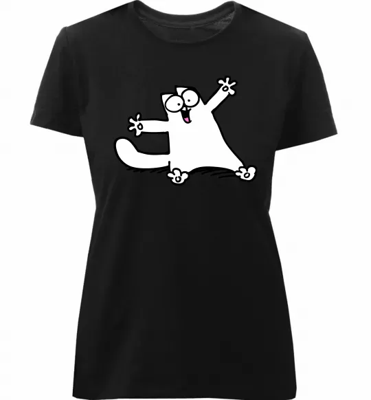 Женская премиум футболка Саймон кіт Черный фото