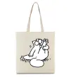 Эко-сумка Simon cat чистюля Бежевый фото