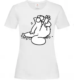 Женская футболка Simon cat чистюля Белый фото