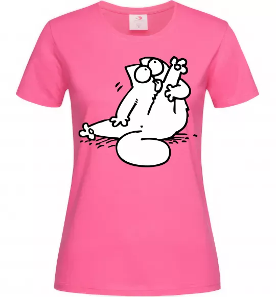 Женская футболка Simon cat чистюля Ярко-розовый фото