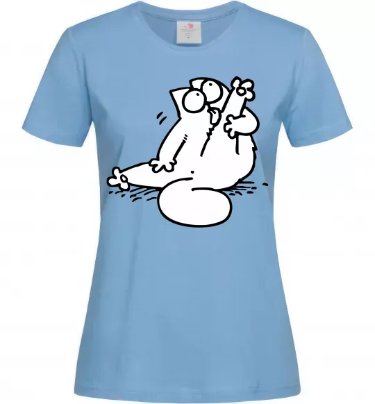 Женская футболка Simon cat чистюля Голубой фото