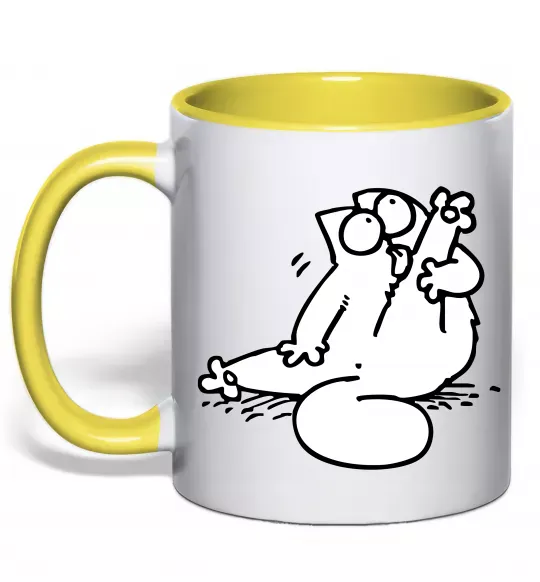 Чашка с цветной ручкой Simon cat чистюля Солнечно желтый фото