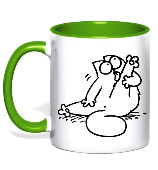 Чашка с цветной ручкой Simon cat чистюля Лаймовый фото