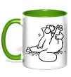 Чашка с цветной ручкой Simon cat чистюля Зеленый фото