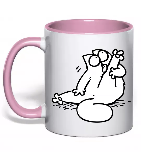 Чашка с цветной ручкой Simon cat чистюля Нежно розовый фото
