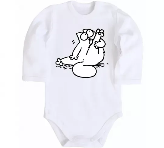 Детский боди Simon cat чистюля Белый фото