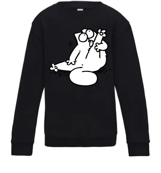 Детский Свитшот Simon cat чистюля Черный фото