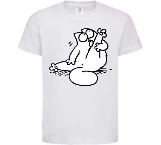 Детская футболка Simon cat чистюля Белый фото