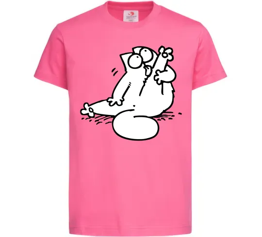 Детская футболка Simon cat чистюля Ярко-розовый фото