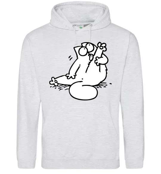 Мужская толстовка (худи) Simon cat чистюля Серый меланж фото