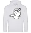 Мужская толстовка (худи) Simon cat чистюля Серый меланж фото