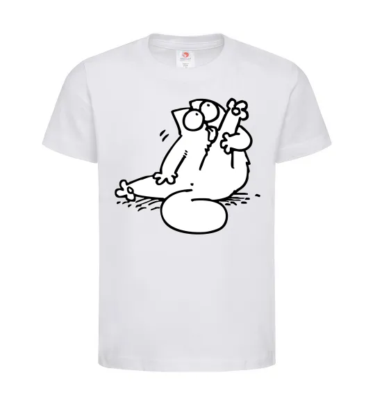 Дитяча футболка Simon cat чистюля Білий фото