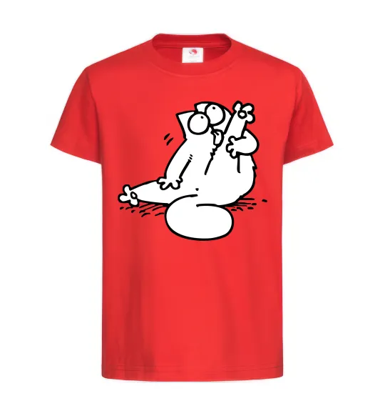 Дитяча футболка Simon cat чистюля Червоний фото