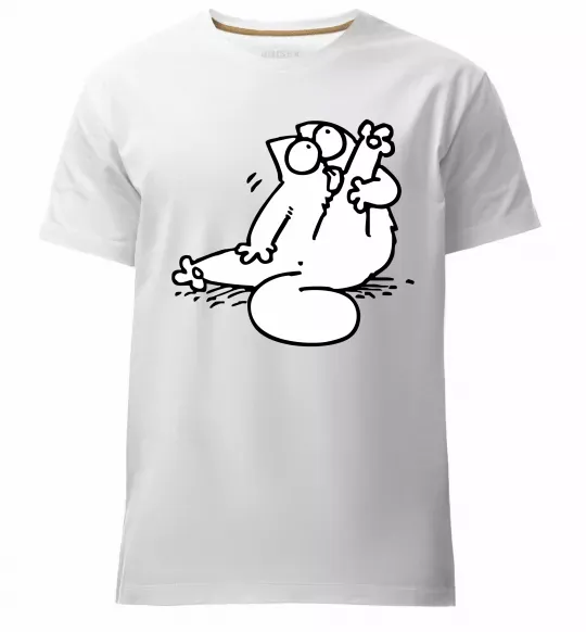 Мужская премиум футболка Simon cat чистюля Белый фото
