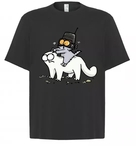 Футболка Оверсайз Simon cat and kitten Чорний фото