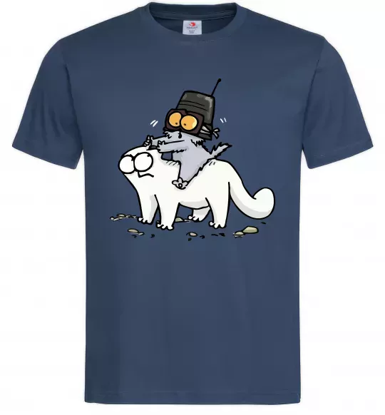 Мужская футболка Simon cat and kitten Темно-синий фото