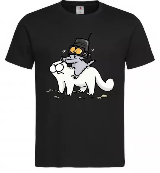 Мужская футболка Simon cat and kitten Черный фото