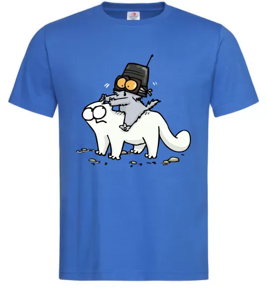 Мужская футболка Simon cat and kitten Ярко-синий фото