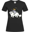 Женская футболка Simon cat and kitten Черный фото