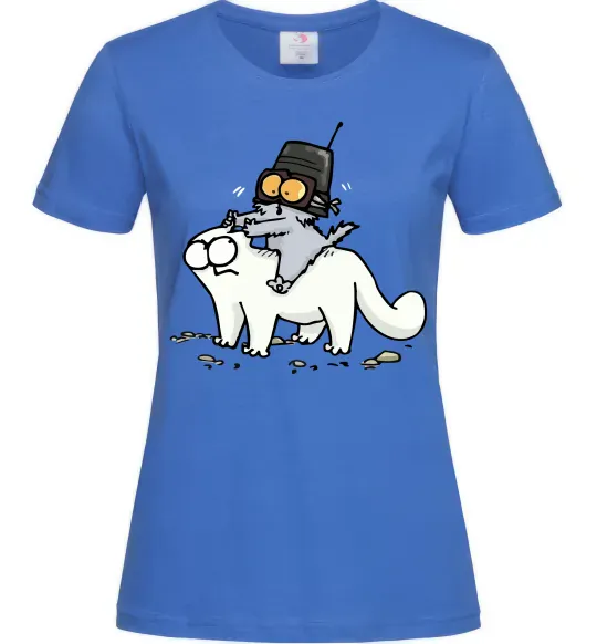 Женская футболка Simon cat and kitten Ярко-синий фото